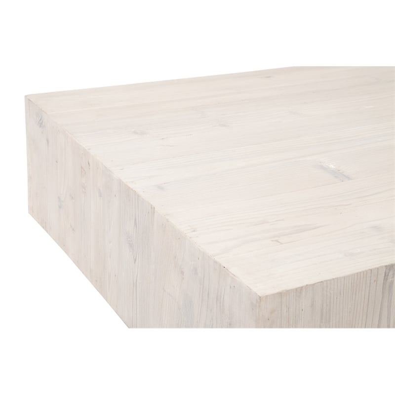 Maklaine Transitional Antique Montauk Wood Coffee Table in White