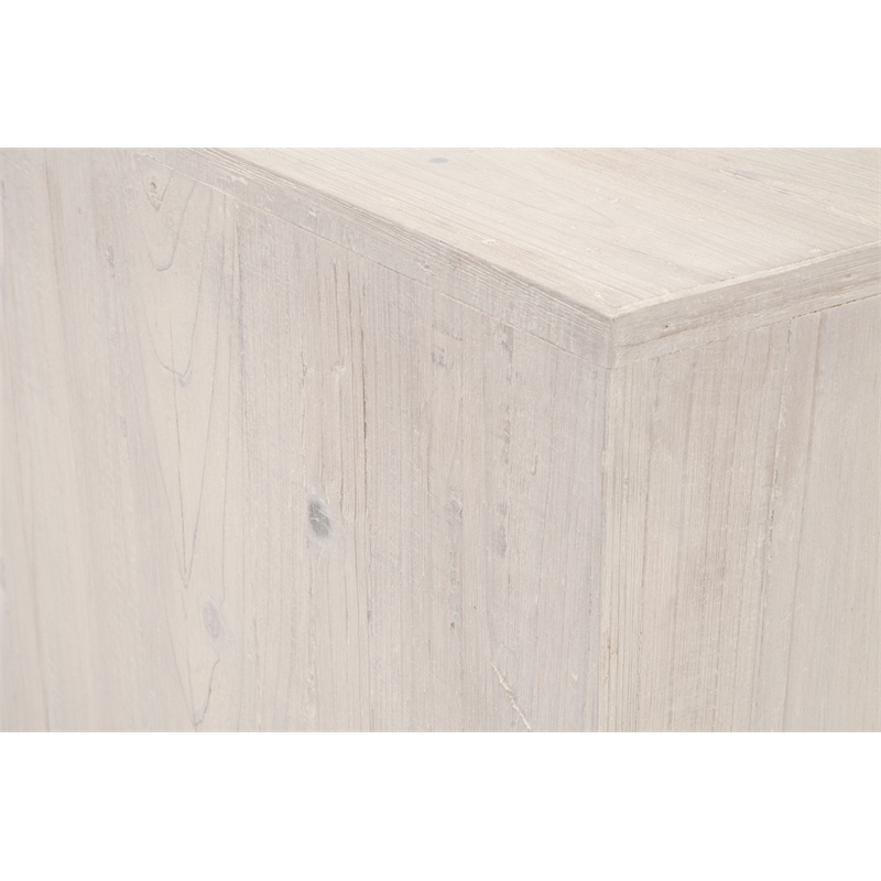 Maklaine Transitional Antique Montauk Wood End Table in White Wash