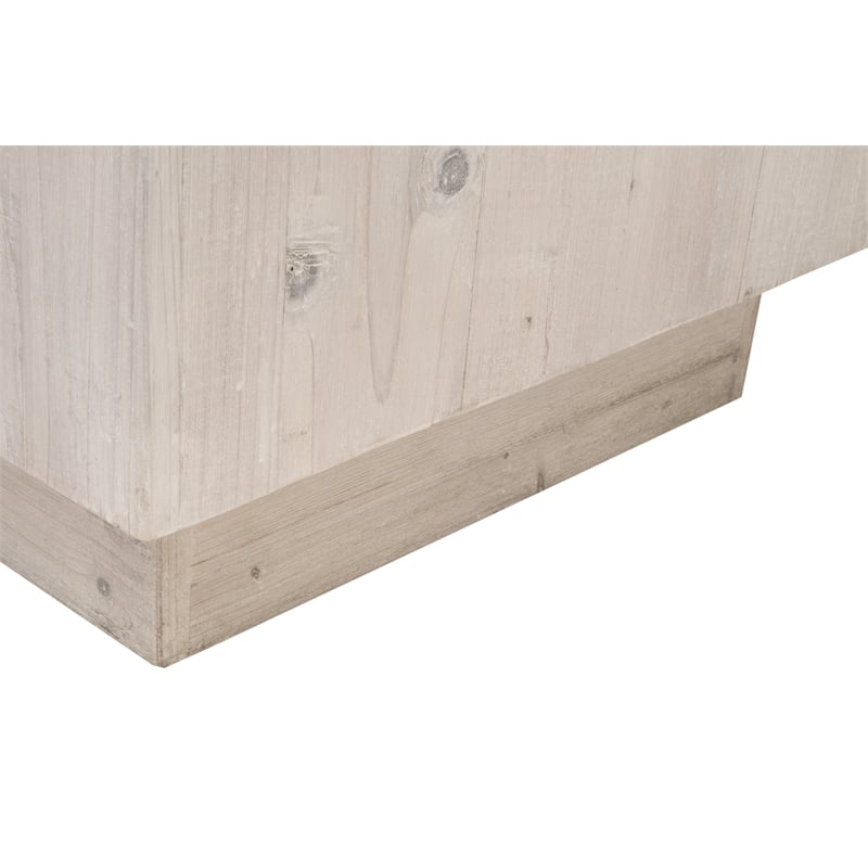 Maklaine Transitional Antique Montauk Wood End Table in White Wash