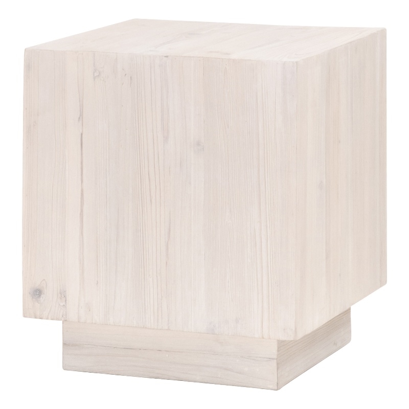 Maklaine Transitional Antique Montauk Wood End Table in White Wash