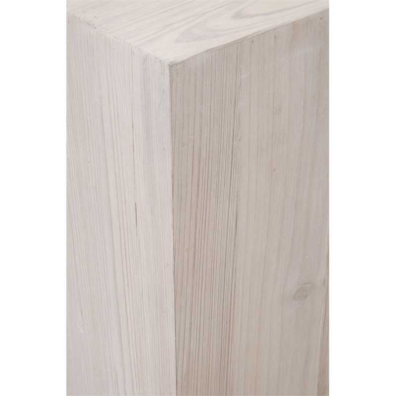Maklaine Transitional Antique Montauk Wood End Table in White Wash