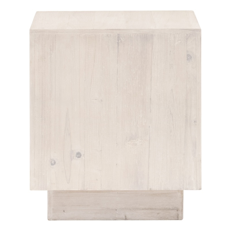 Maklaine Transitional Antique Montauk Wood End Table in White Wash