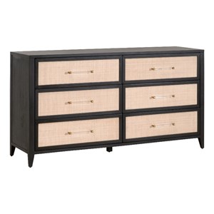 Maklaine Contemporary Transitional Wood Double Dresser in Black