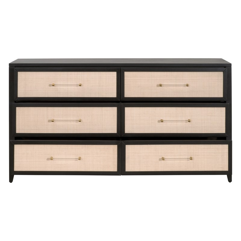 Maklaine Contemporary Transitional Wood Double Dresser in Black