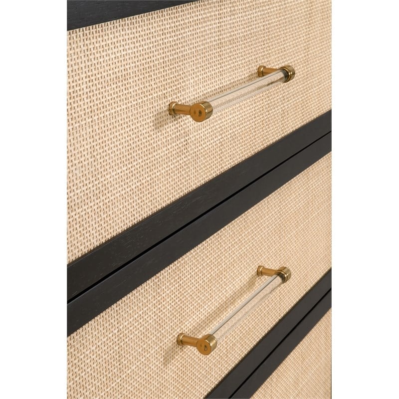 Maklaine Contemporary Transitional Wood Double Dresser in Black