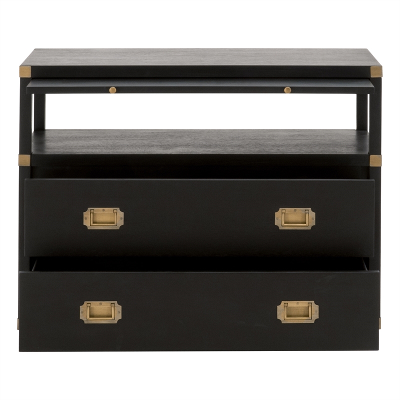 Maklaine Modern Transitional Wood 2-Drawer Nightstand in Black