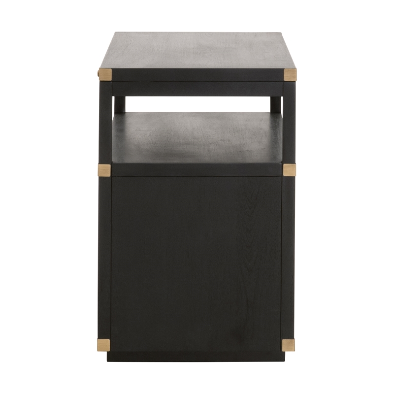 Maklaine Modern Transitional Wood 2-Drawer Nightstand in Black