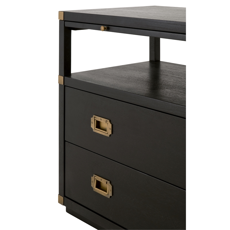 Maklaine Modern Transitional Wood 2-Drawer Nightstand in Black