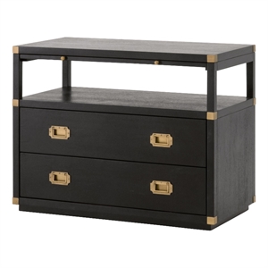 Maklaine Modern Transitional Wood 2-Drawer Nightstand in Black