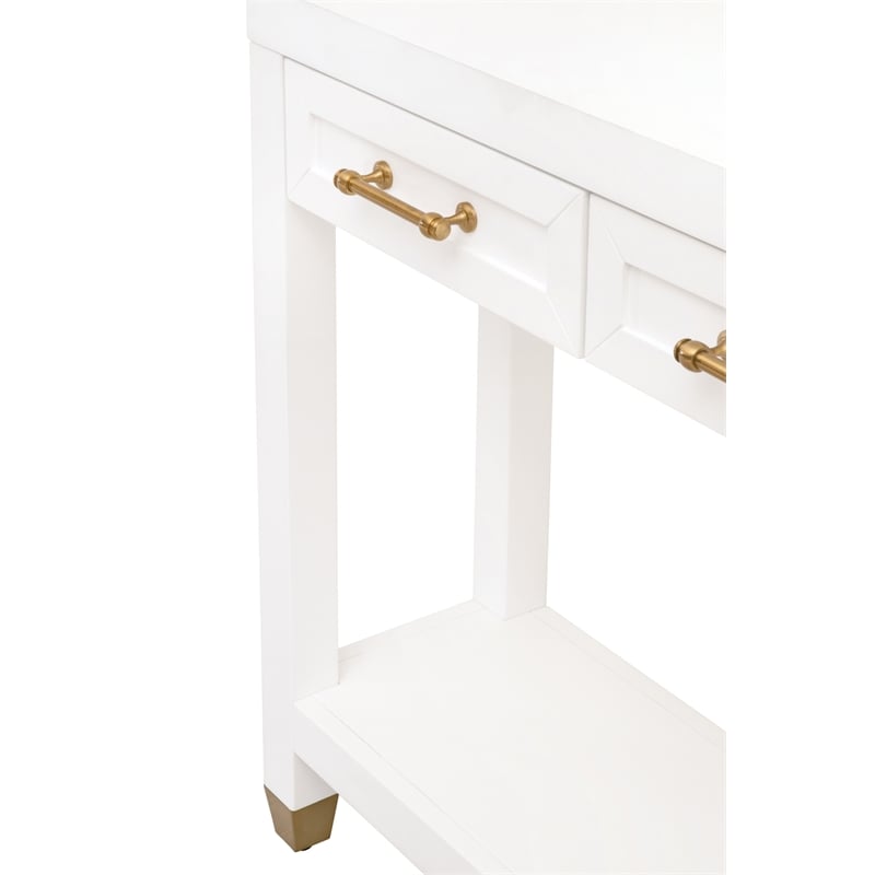 Maklaine Modern Transitional Wood Console Table in Matte White