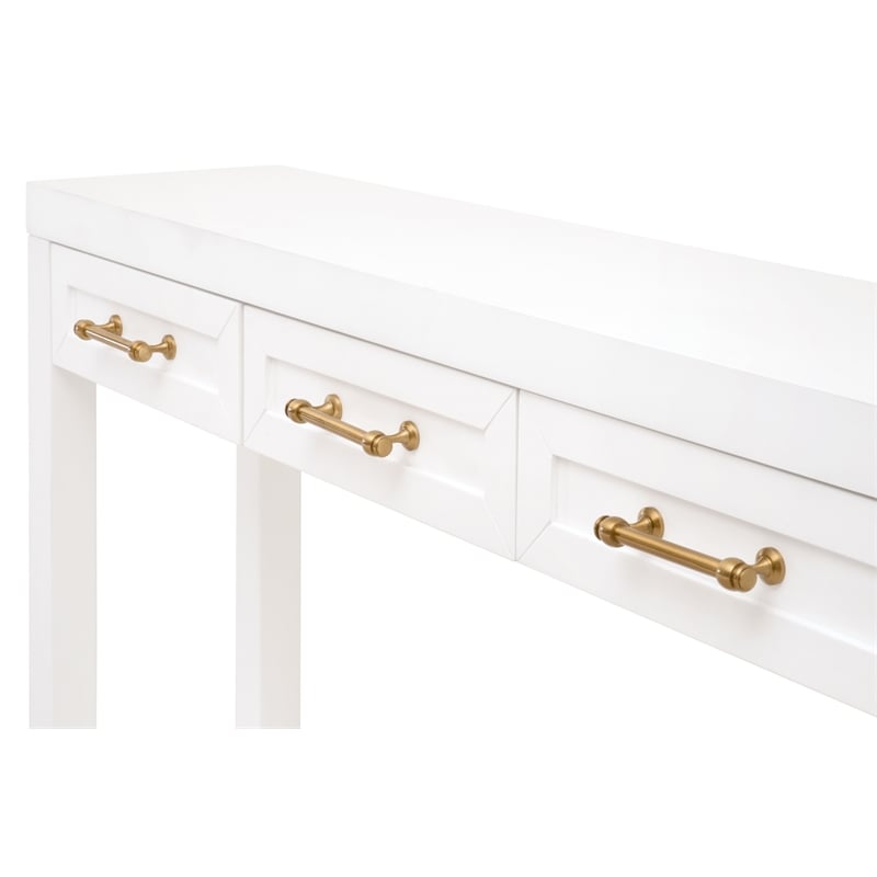Maklaine Modern Transitional Wood Console Table in Matte White