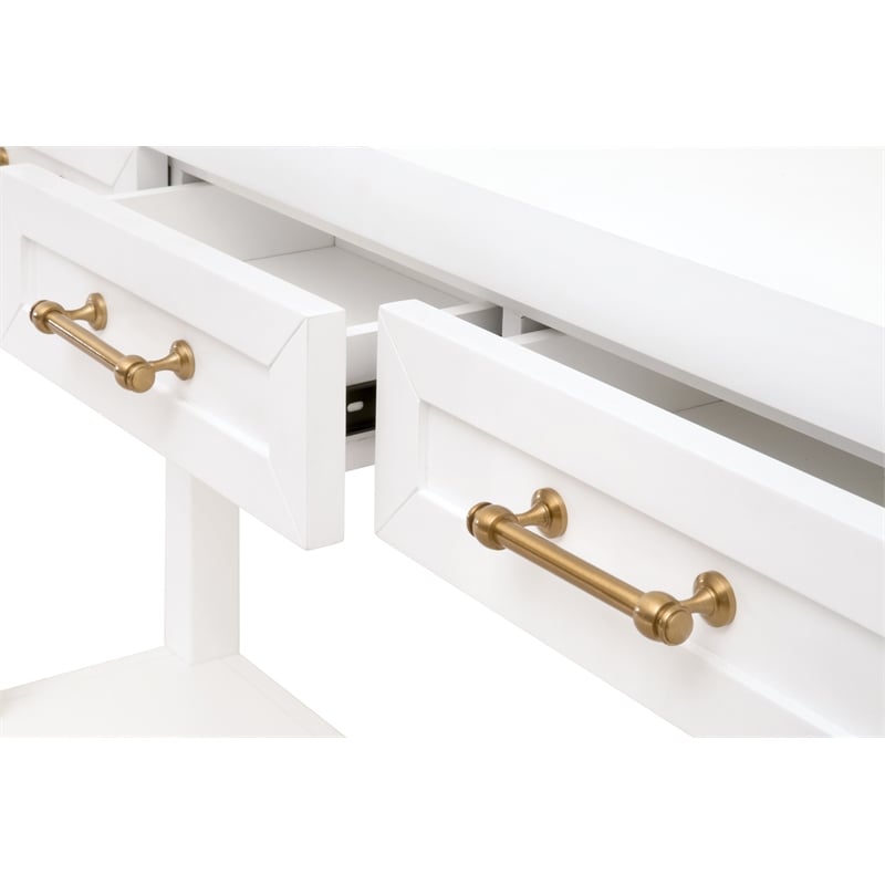 Maklaine Modern Transitional Wood Console Table in Matte White