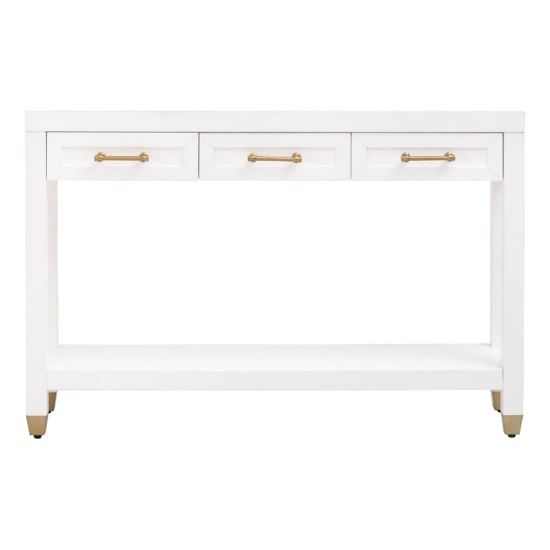 Maklaine Modern Transitional Wood Console Table in Matte White