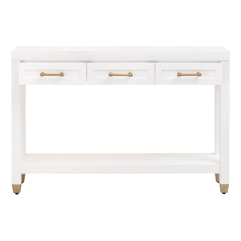 Maklaine Modern Transitional Wood Console Table in Matte White