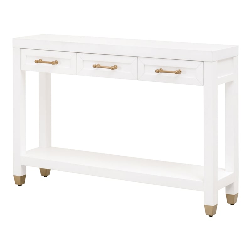 Maklaine Modern Transitional Wood Console Table in Matte White