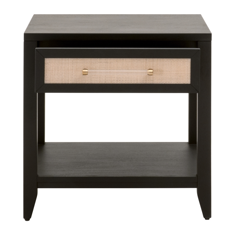 Maklaine Modern Transitional Wood Side Table in Black/Natural