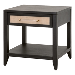 Maklaine Modern Transitional Wood Side Table in Black/Natural