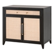 Maklaine Modern Transitional Wood Media Chest in Black/Natural