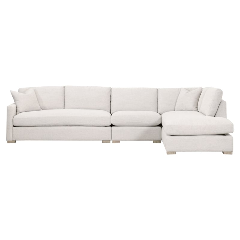 Maklaine Contemporary Transitional Fabric Left Arm Sofa in Stone