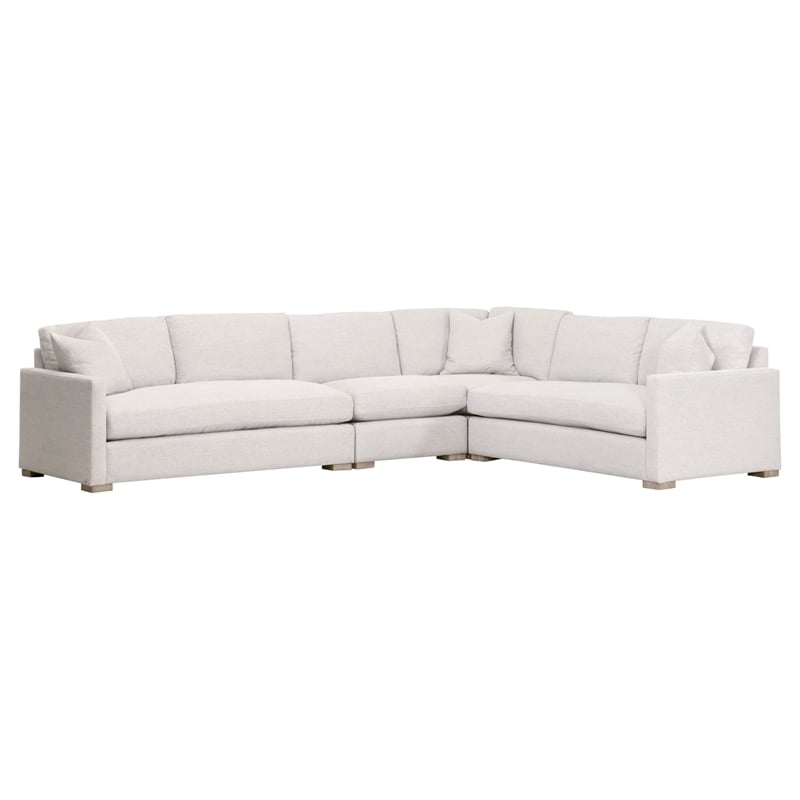 Maklaine Contemporary Transitional Fabric Left Arm Sofa in Stone