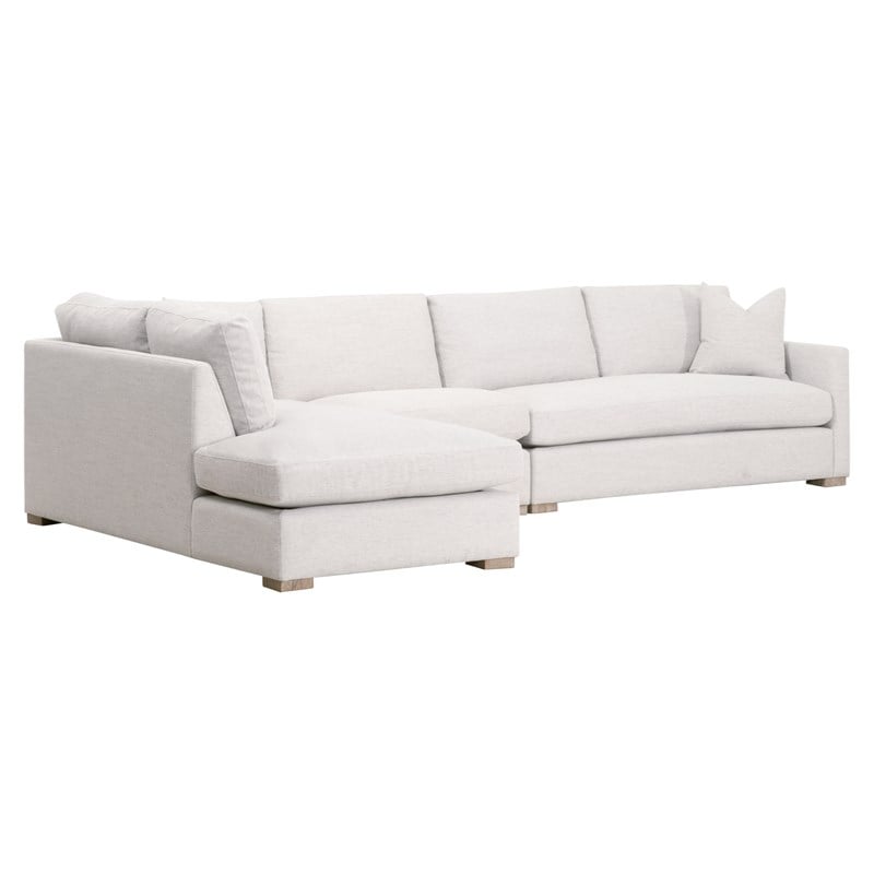 Maklaine Modern Transitional Fabric Left-Facing Chaise in Stone