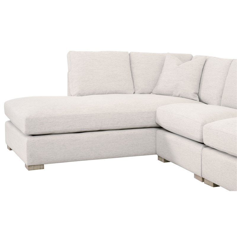 Maklaine Modern Transitional Fabric Left-Facing Chaise in Stone