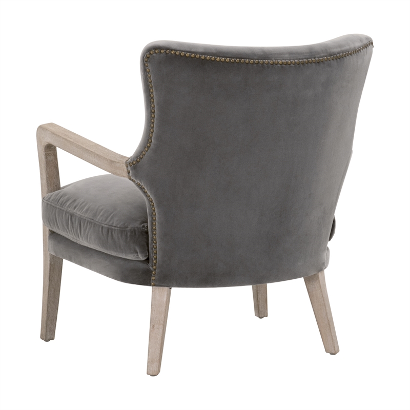 Maklaine Modern Transitional Velvet Club Chair in Dove/Gray Finish