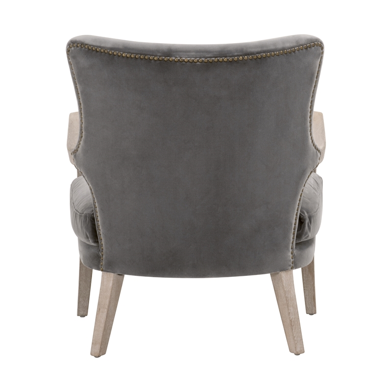 Maklaine Modern Transitional Velvet Club Chair in Dove/Gray Finish