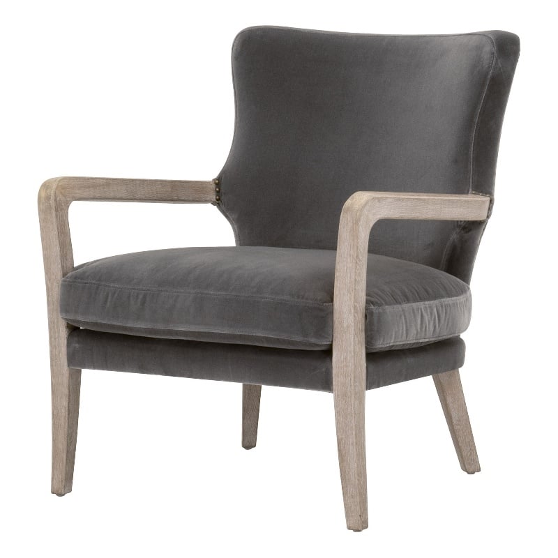 Maklaine Modern Transitional Velvet Club Chair in Dove/Gray Finish