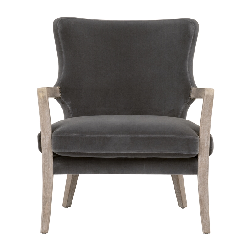Maklaine Modern Transitional Velvet Club Chair in Dove/Gray Finish
