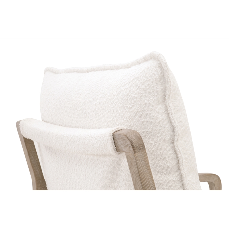 Maklaine Modern Transitional Fabric Club Chair in White/Gray