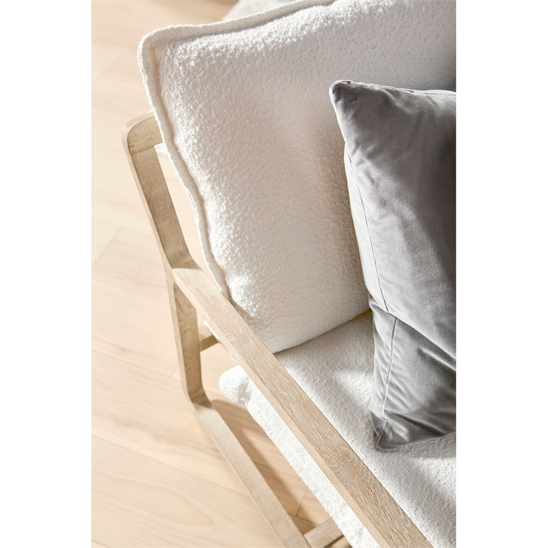Maklaine Modern Transitional Fabric Club Chair in White/Gray