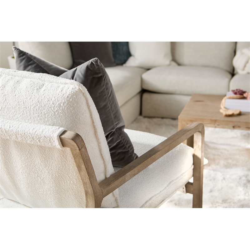 Maklaine Modern Transitional Fabric Club Chair in White/Gray