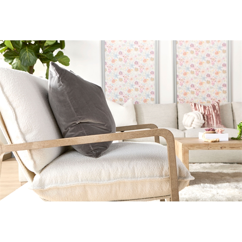 Maklaine Modern Transitional Fabric Club Chair in White/Gray