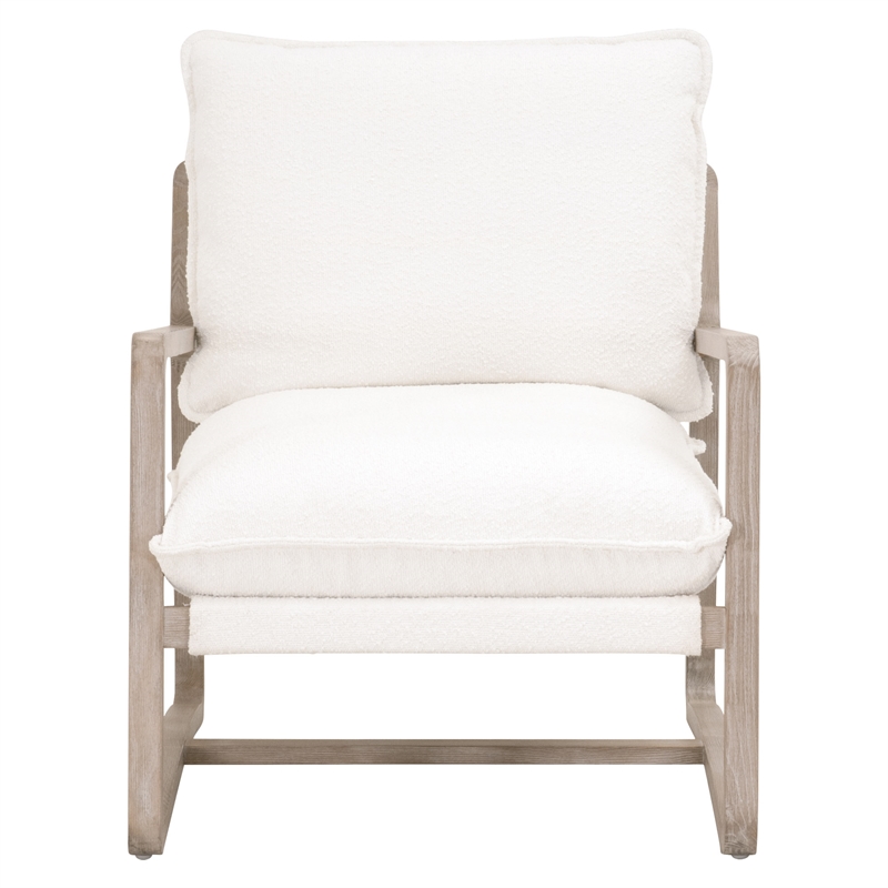 Maklaine Modern Transitional Fabric Club Chair in White/Gray