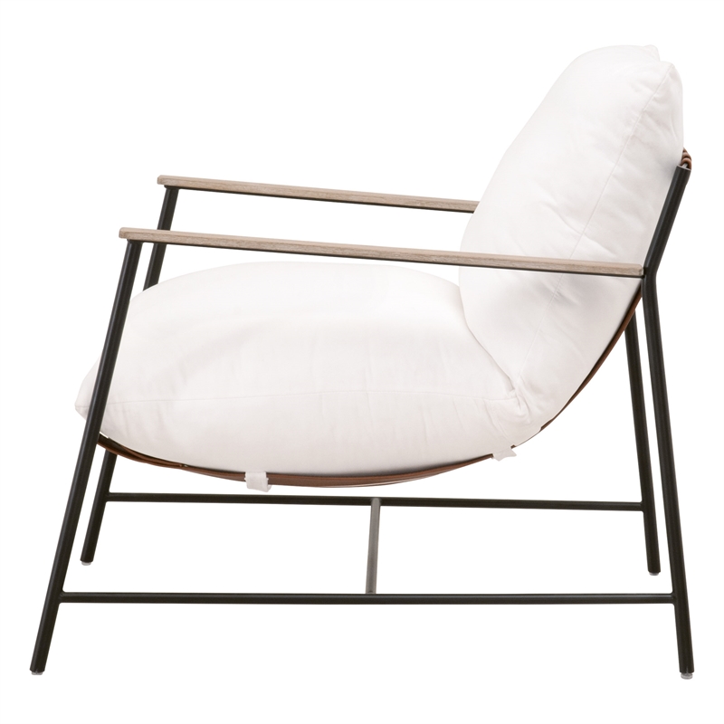 Maklaine Modern Transitional Fabric Club Chair in White Finish