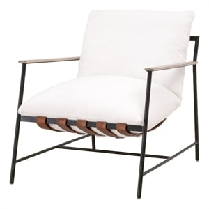 Maklaine Modern Transitional Fabric Club Chair in White Finish