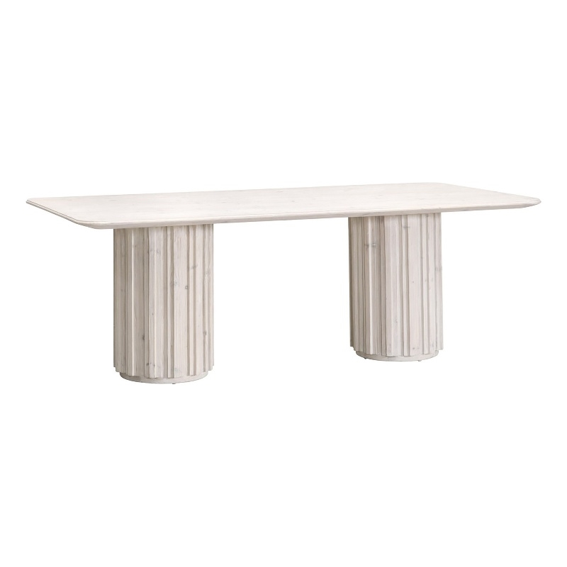 Maklaine Modern Transitional Wood Dining Table in White Finish