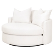 Maklaine Transitional Fabric Swivel Sofa Chair in Snow White