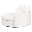 Maklaine Transitional Fabric Swivel Sofa Chair in Snow White