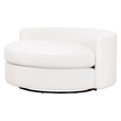 Maklaine Transitional Fabric Swivel Sofa Chair in Snow White