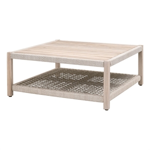Maklaine Transitional Wood Outdoor Coffee Table in Teak Natural