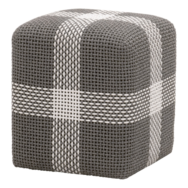 Maklaine Modern Transitional Fabric Accent Cube in Dove Gray