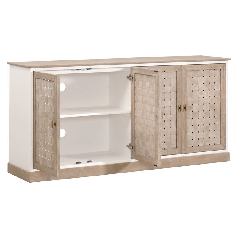Maklaine Modern Transitional Wood Sideboard in Smoke Gray Finish