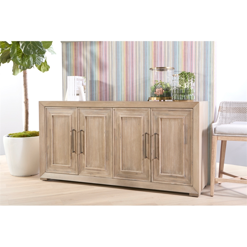 Maklaine Modern Transitional Wood Media Sideboard in Natural