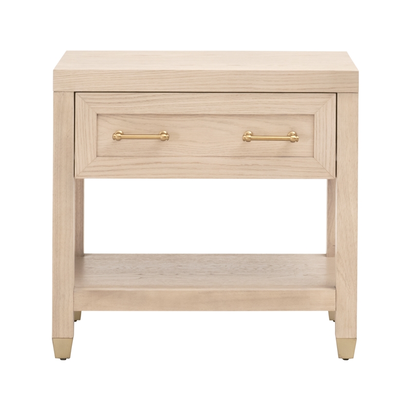 Maklaine Contemporary Transitional Wood Nightstand in Light Oak