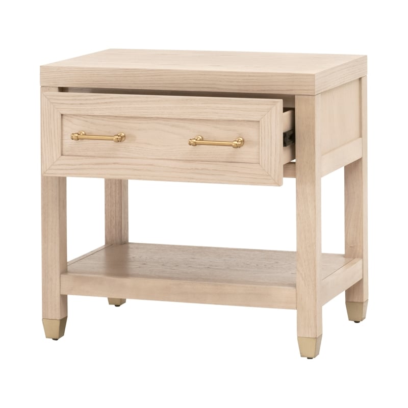 Maklaine Contemporary Transitional Wood Nightstand in Light Oak