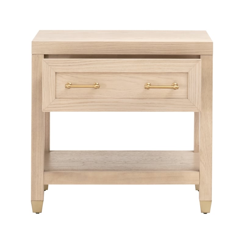 Maklaine Contemporary Transitional Wood Nightstand in Light Oak