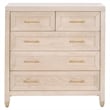 Maklaine Modern Transitional 5-Drawer Wood High Chest in Light Oak