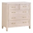 Maklaine Modern Transitional 5-Drawer Wood High Chest in Light Oak